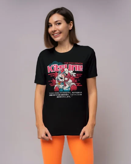 Kitsune Graphic Black T shirt 3