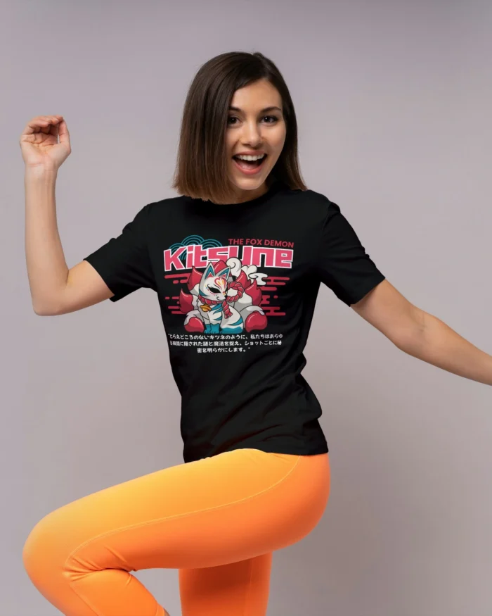 Kitsune Graphic Black T shirt 4