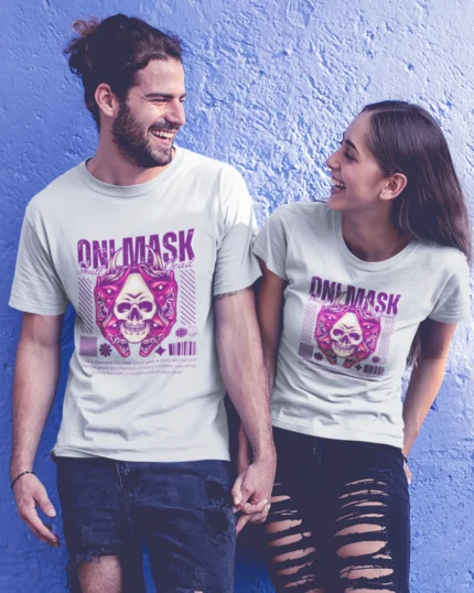 One Mask Graphic Couple T shirt